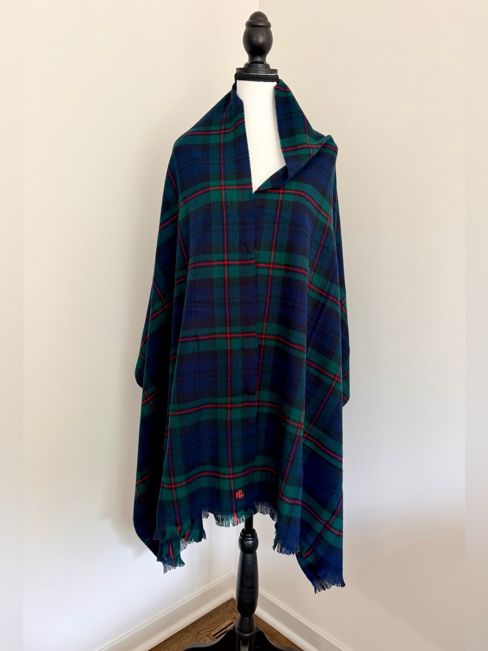 Lauren Ralph Lauren Blackwatch Plaid Oversized Scarf Wrap Shawl One Size